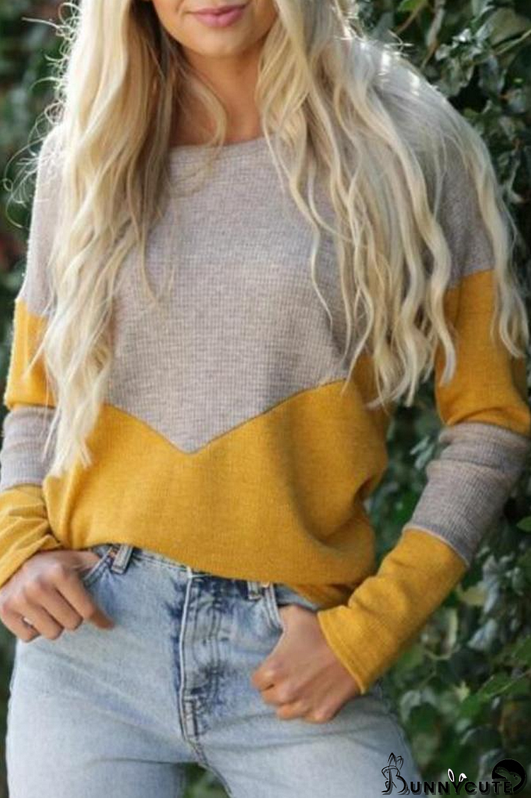 Color Block Round Neck Sweater