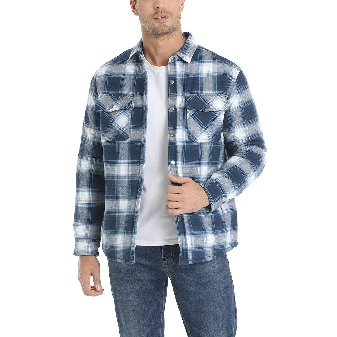 Men's Flannel Shirt Long Sleeve Button Down Jacket