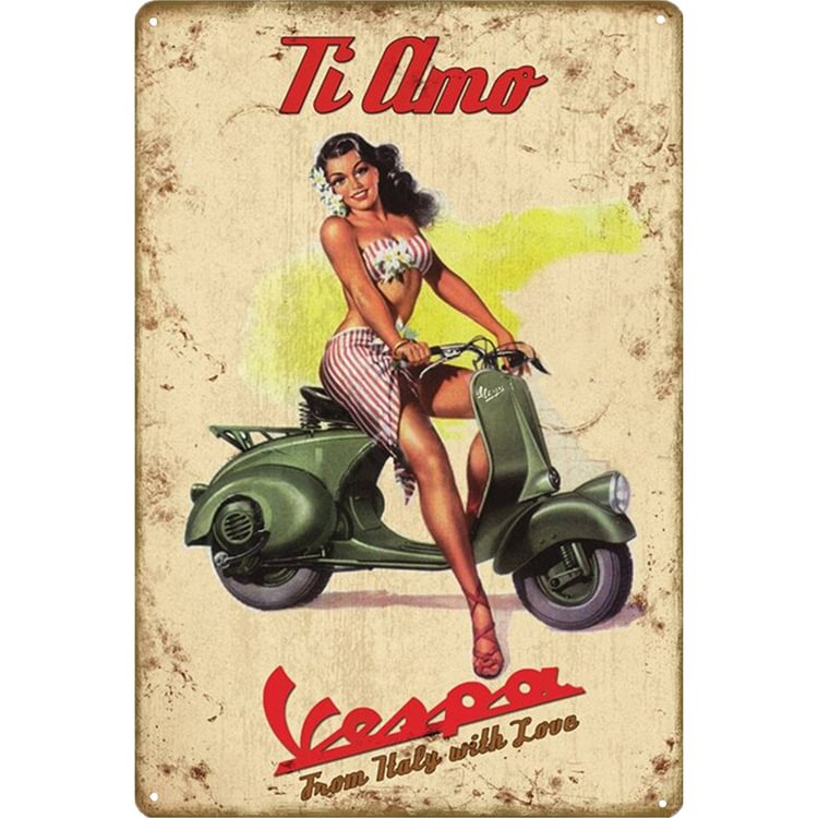 Vespa Electrombile - Ti Amo Vintage Tin Signs/Wooden Signs - 7.9x11.8in & 11.8x15.7in