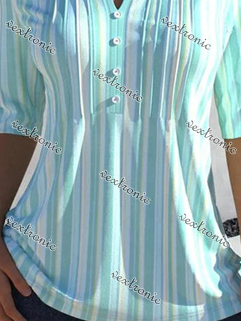 Women Half Sleeve V-neck Solid Color Dress