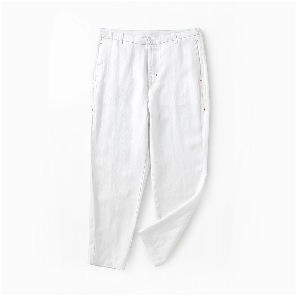 100% European Linen Men's Cropped Pants REAL SILK LIFE