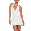 Plus Size Women Beach Party Vocation Halter Dress PVC Leather Deep V-neck Sleeveless Stretch Mini Dress Sexy Wrap Hips  Attire