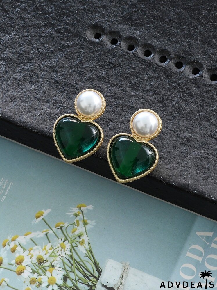Faux Pearl & Heart Decor Earrings