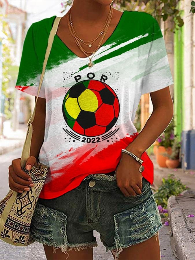 Women's Portugal Football Print T-Shirt