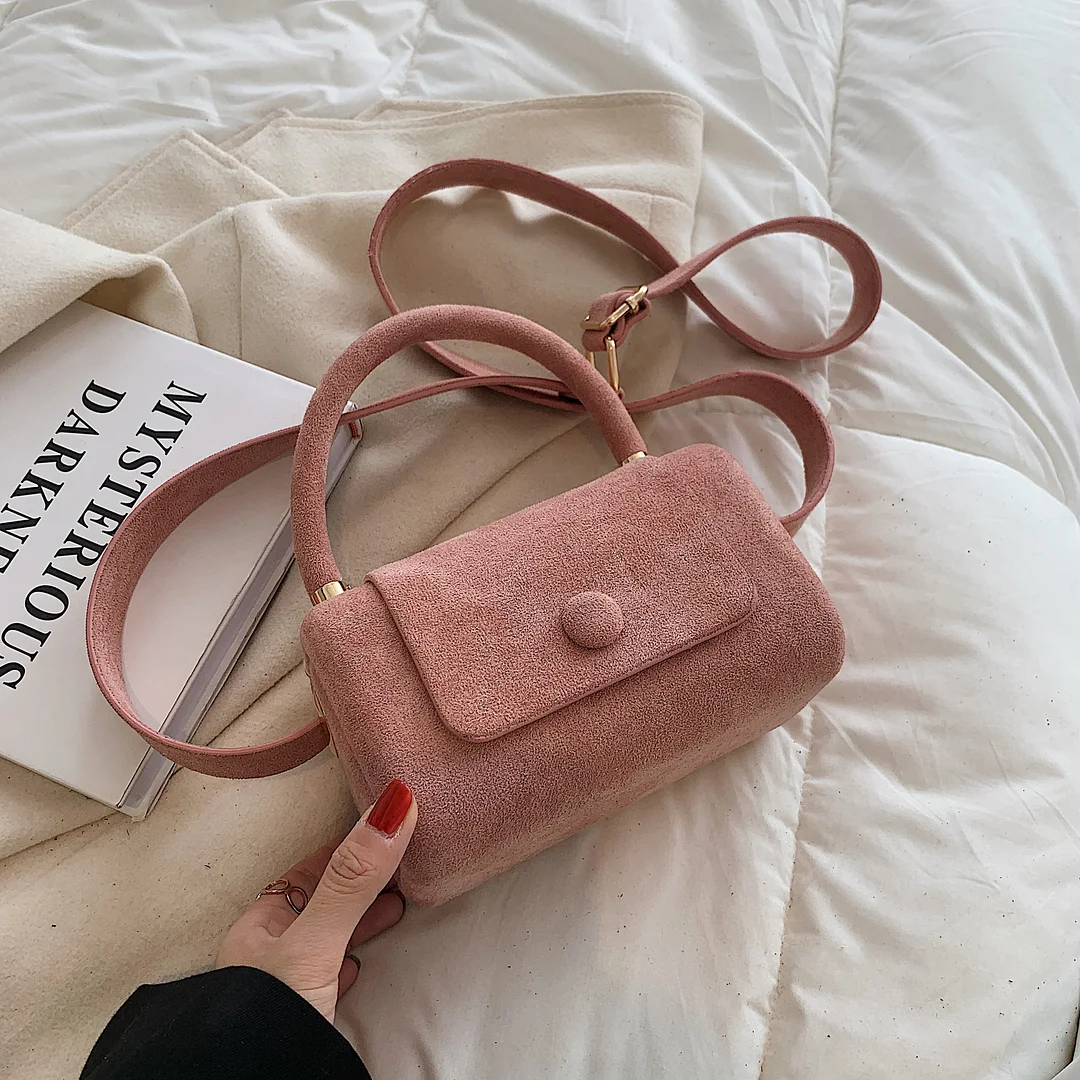 էѧӧܧ Small Vintage Faux suede Underarm Baguette Shoulder Crossbody Bags For Women 2021 Winter Simple Handbags and Purses
