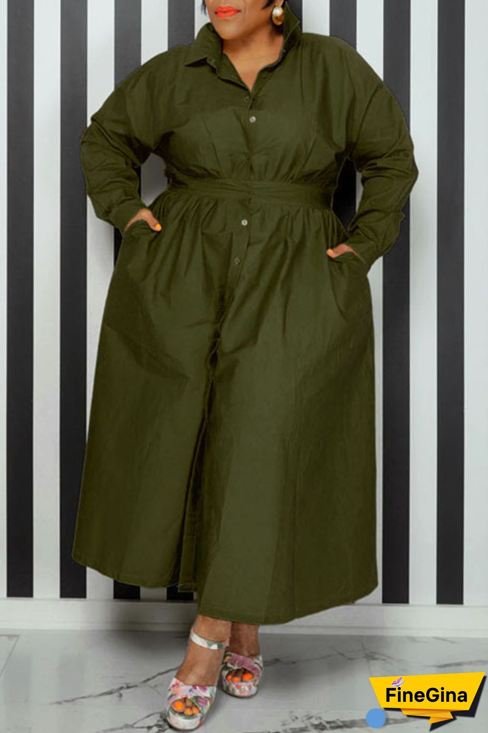 Black Casual Solid Patchwork Buckle Turndown Collar Shirt Dress Plus Size Dresses