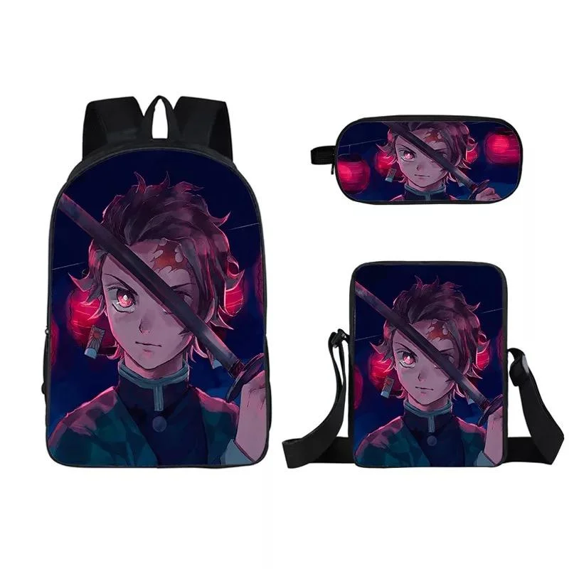 Buzzdaisy Demon Slayer Kimetsu no Yaiba Kamado Nezuko  #11 3pcs Set School Bag Backpack Lunch Box Book Pencil Bags