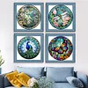 (US Only)4pcs Full Embroidery Cotton Thread 18CT Print Stained Glass Cross Stitch 20x20cm