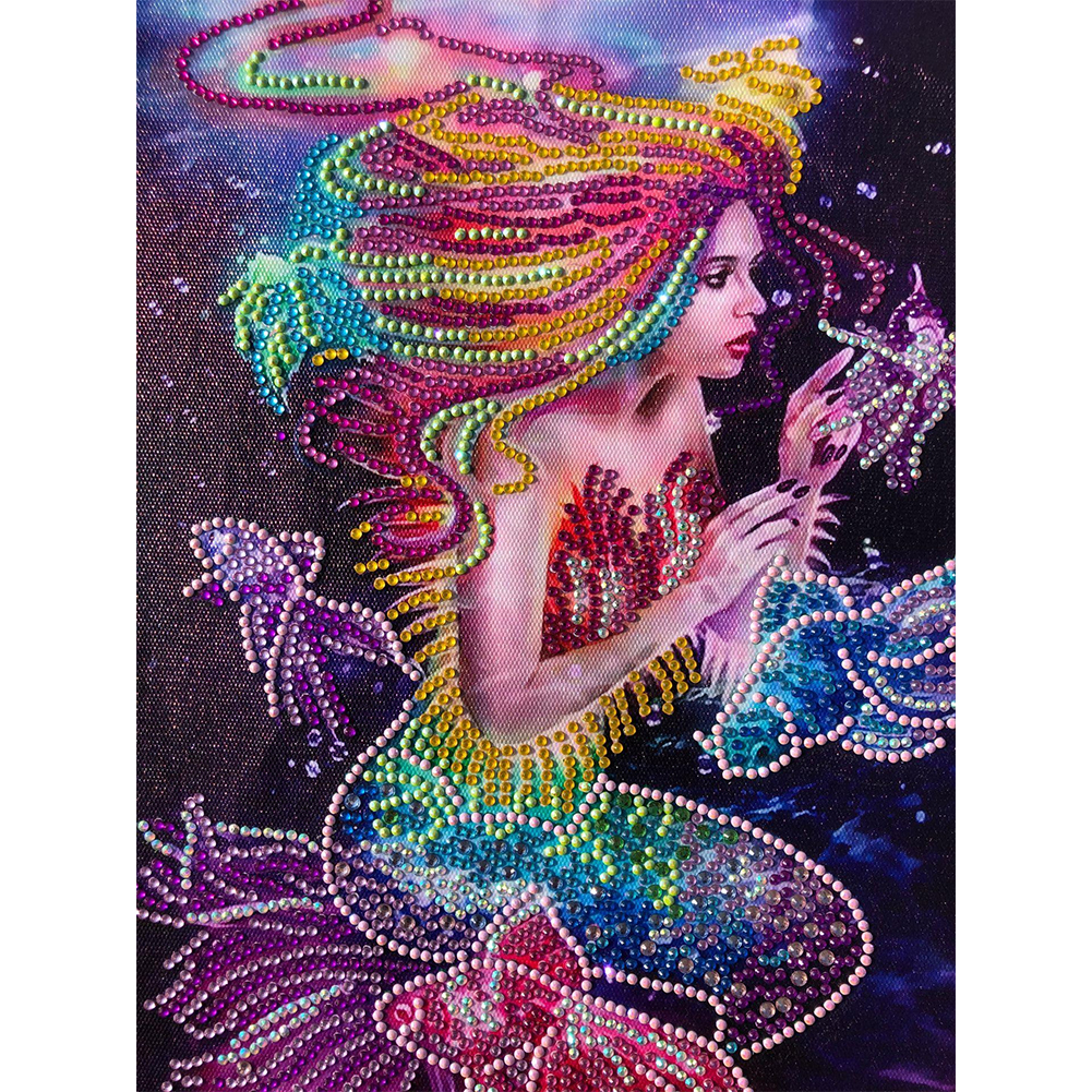 

30*40CM - Special Shaped Diamond Painting - Lady with Fish Tail, 501 Original