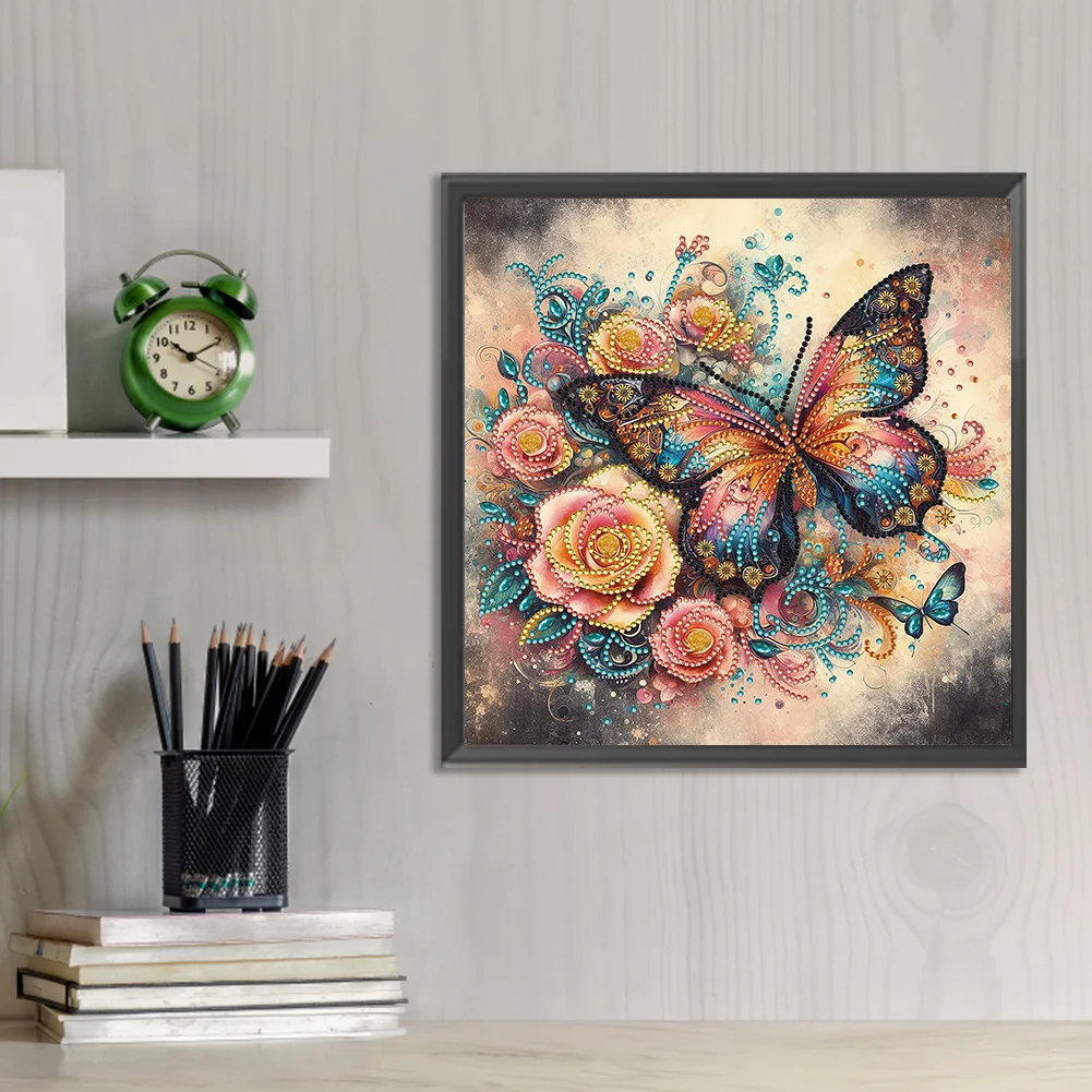 Diamond Painting - Partial Special Shaped Drill - Butterfly(Canvas|30*30cm)
