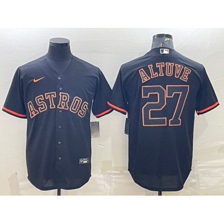 Men's Houston Astros #27 Jose Altuve Black Cool Base Stitched Jersey GPL3