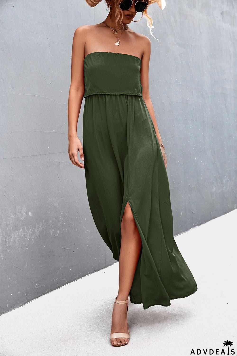 Strapless Split Maxi Dress