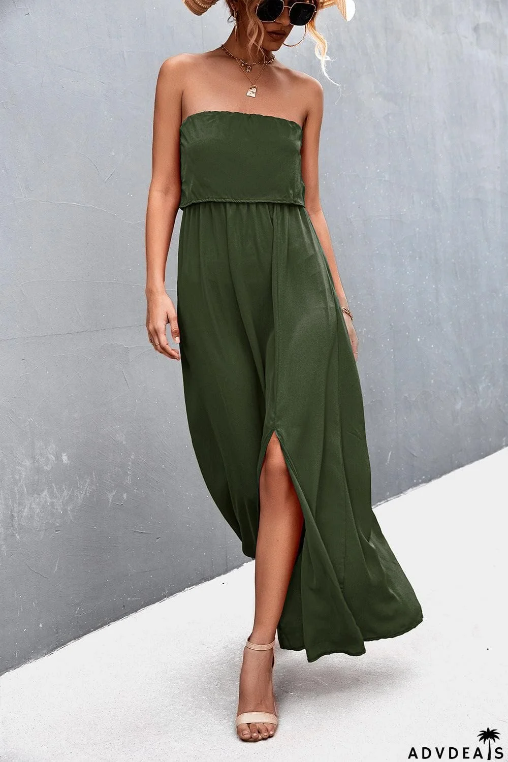 Strapless Split Maxi Dress