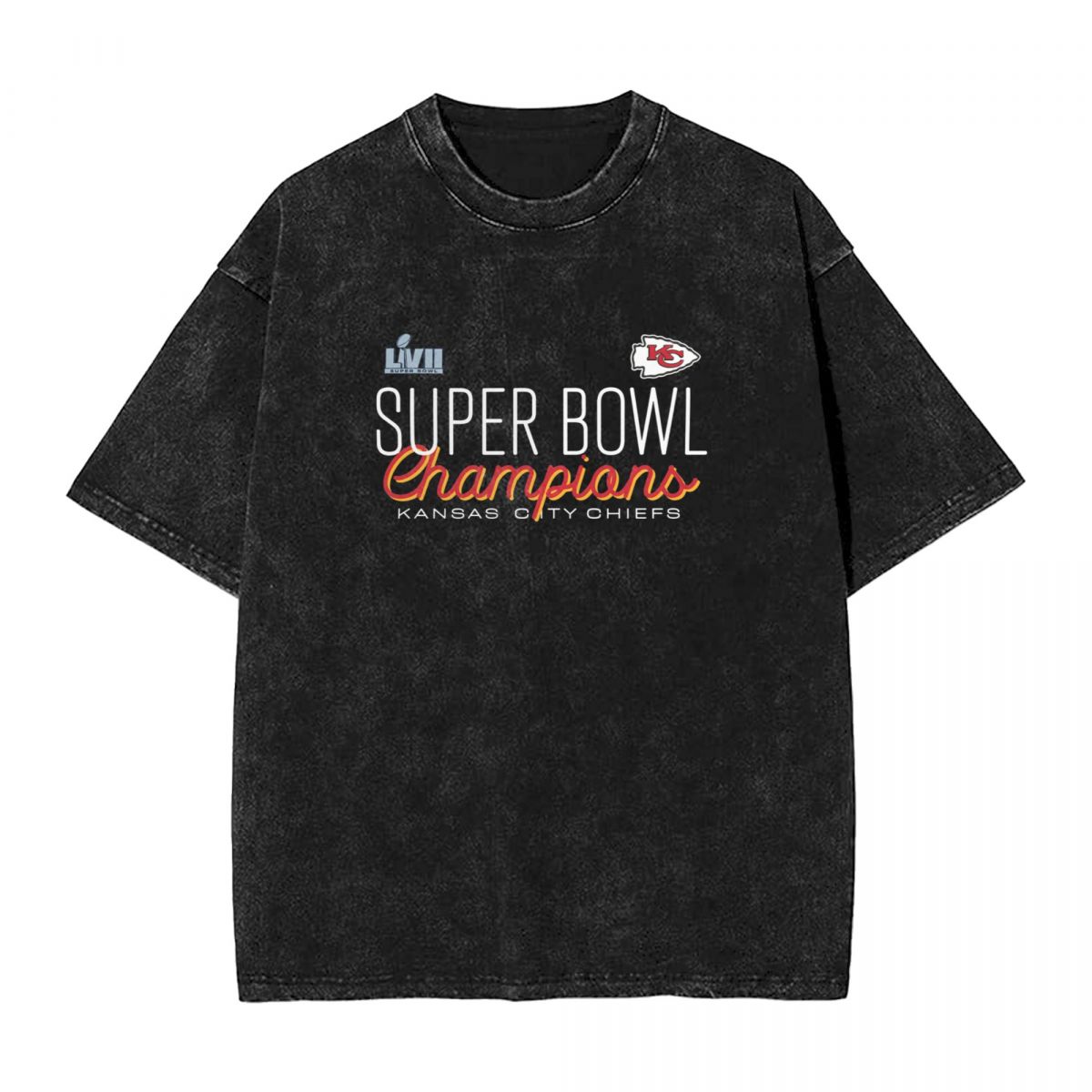 Kansas City Chiefs Super Bowl LVII Champions Face Card Printed Vintage Men's Oversized T-Shirt