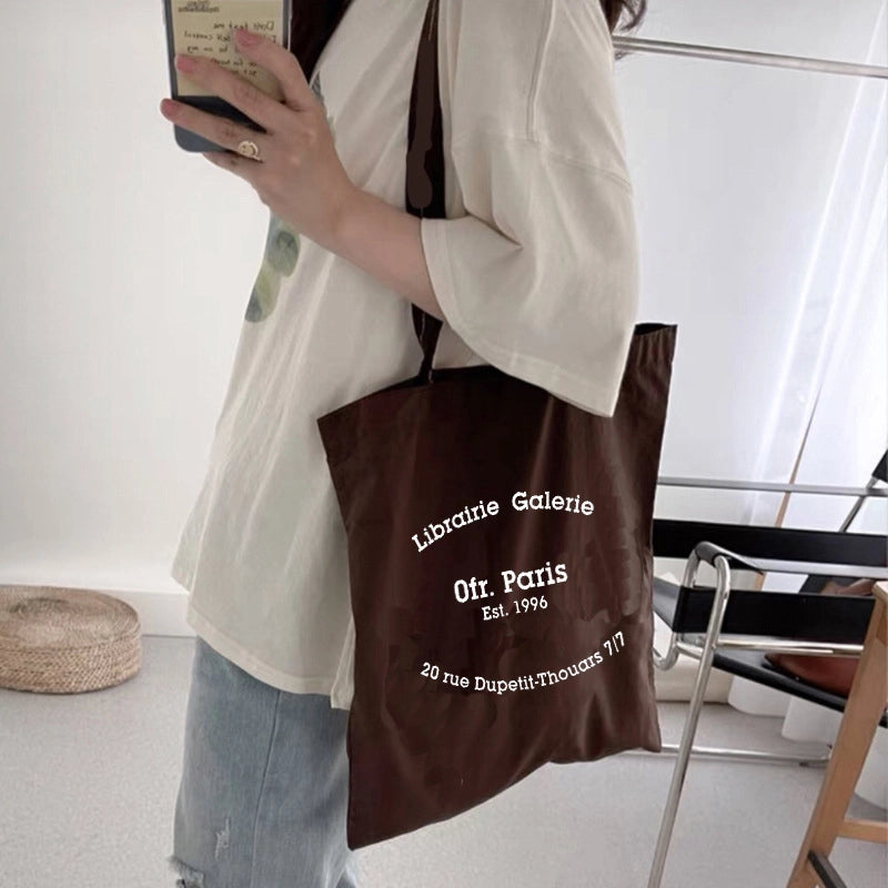 Unisex Medium Cotton Letter Preppy Style Square Open Square Bag