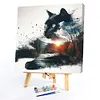 Framed Cat Scenery Silhouette-Paint by Numbers Acrylic Painting 40*40cm(HOT)