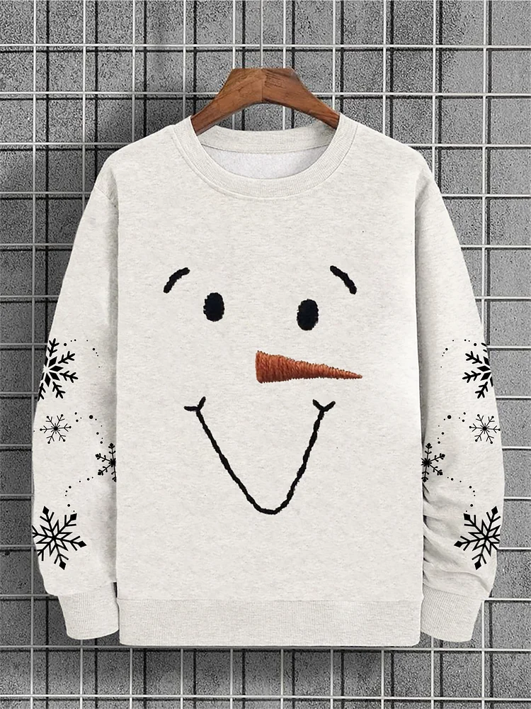 Men's Smile Snowman Christmas Winter Print Sweatshirt