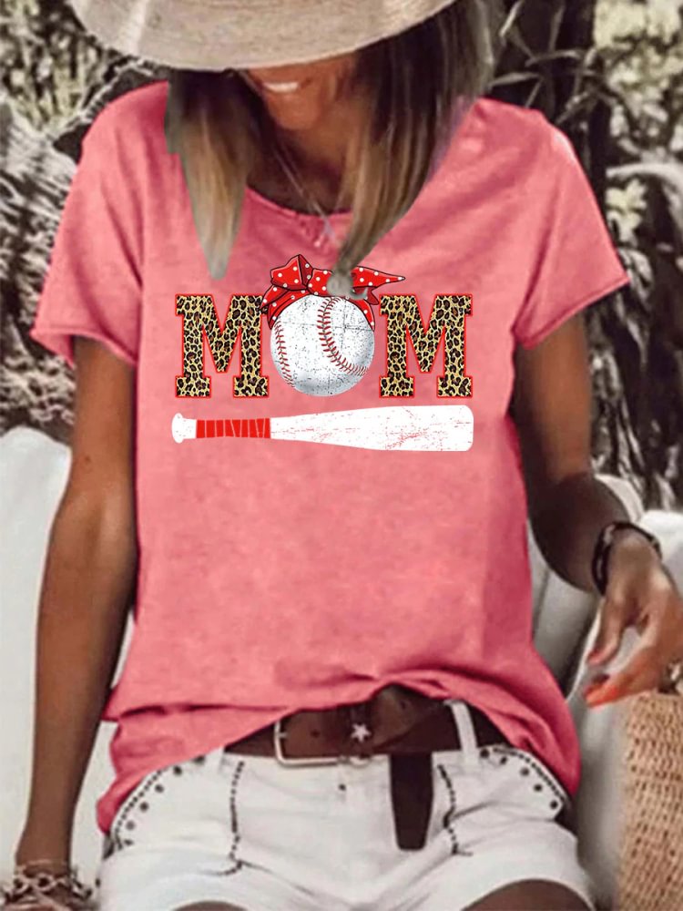 AL™ Baseball mom Raw Hem Tee -013661
