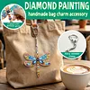 1PC, porte-cl&eacute;s en diamant libelluline 3D DIY avec boucle homard, porte-cl&eacute;s en diamant double face avec cha&icirc;ne de ressort, cristal en tistras, mosa&iuml;que de diamants, cadeau unique fait main