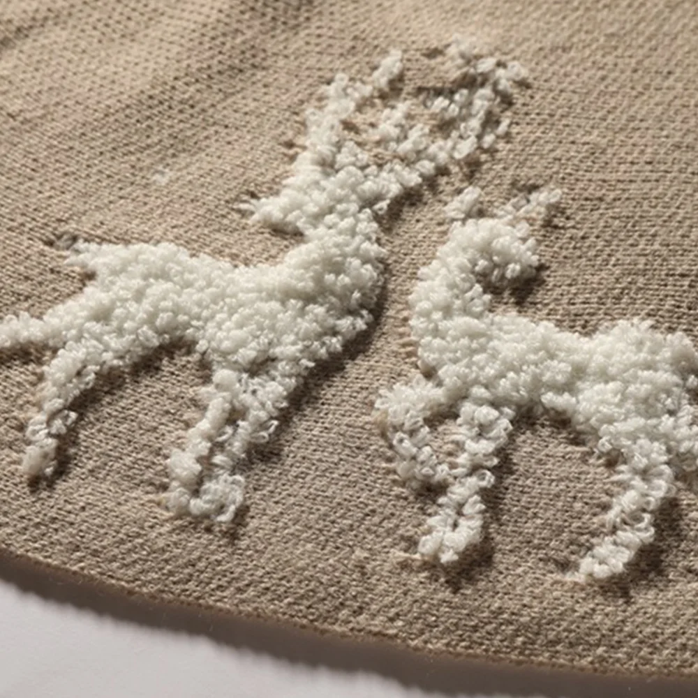 Knitted three-dimensional terry moose Christmas tree decorative tree skirt