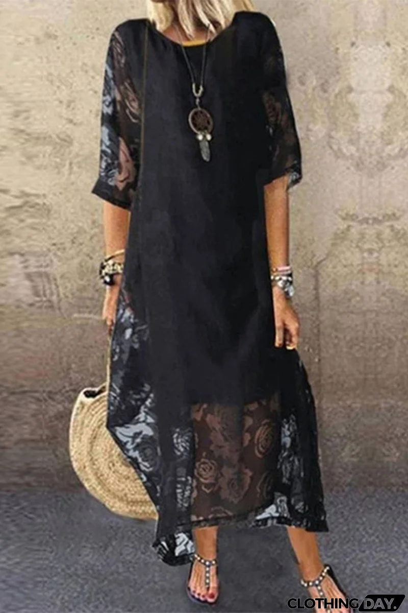 Sweet Elegant Solid O Neck Short Sleeve Dress Dresses(3 Colors)