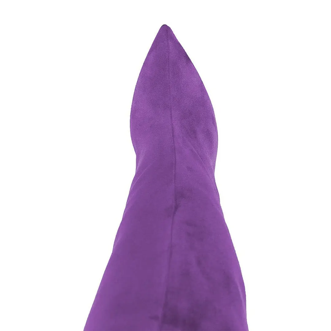 YDN Simple Purple Flared Heel Over The Knee Pointed Toe Boots