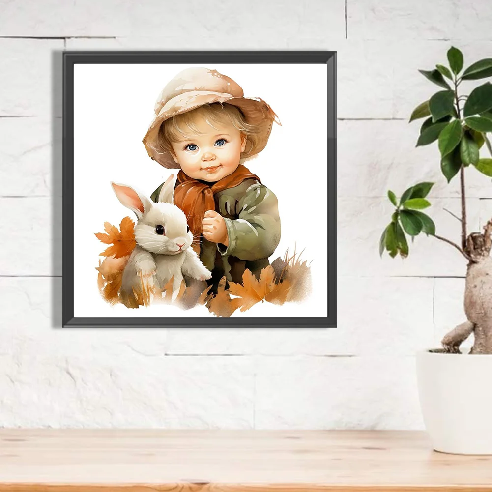 Diamond Painting - Full Round Drill - Harvest Farm Kid(Canvas|40*40cm)