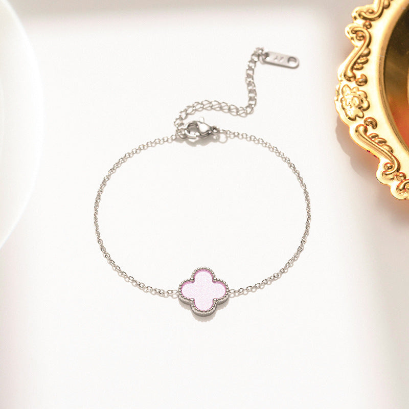 Four-Leaf Clover Bracelet Lucky Versatile Double-Sided Ol Bei Female Summer Fashion Accessories