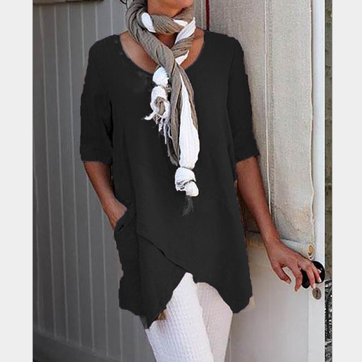 Casual Loose Cotton And Linen Blouse