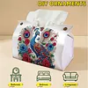 Kit de bo&icirc;te de mouchoirs Peacock DIY PU Diamond Box de Mouchoirs de bureau avec strass et bo&icirc;te de mouchoirs d&eacute;corative en diamant pour adultes