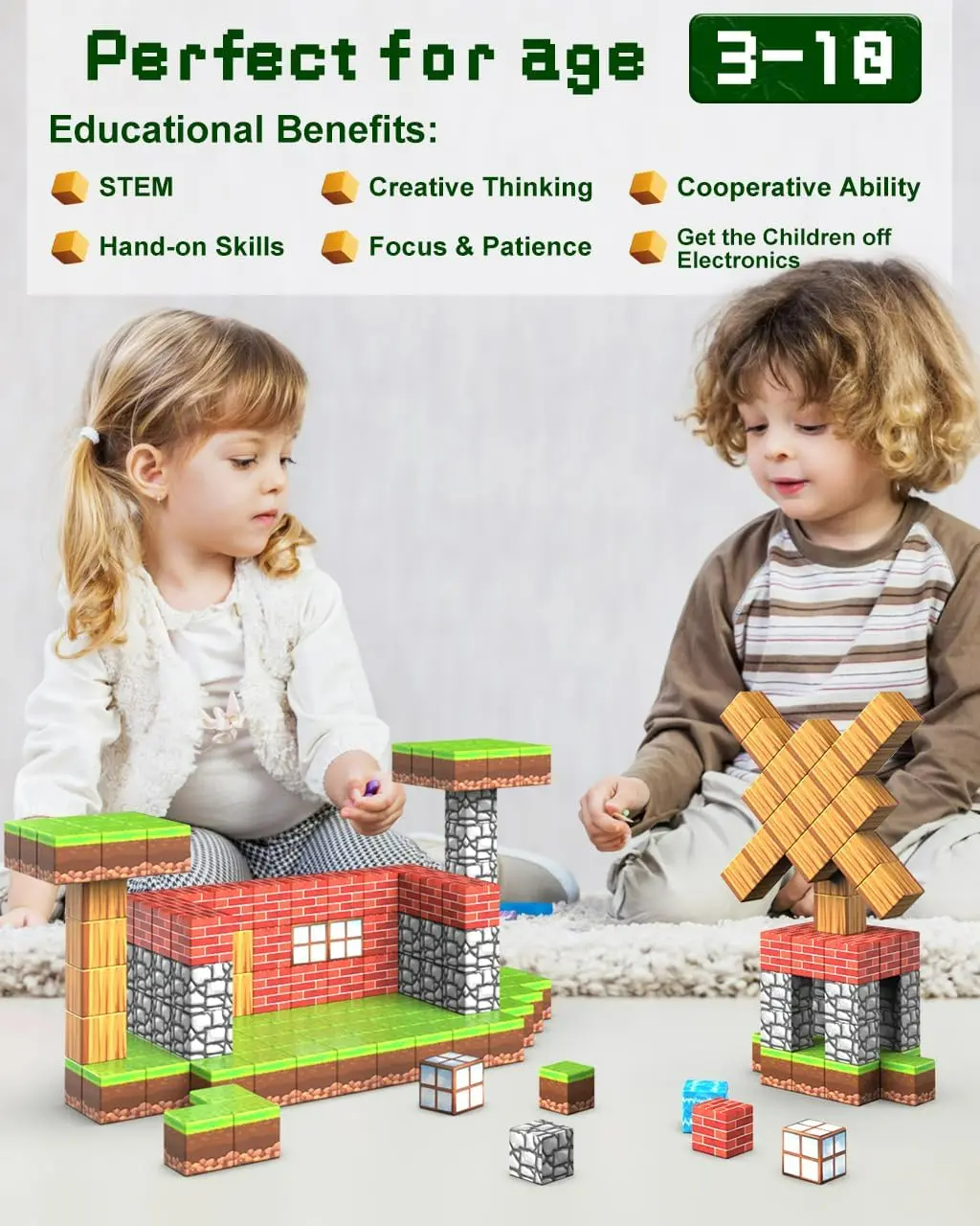Tegooe 100PCS Magnetic Building Blocks Set - STEM Educational Toy for Kids