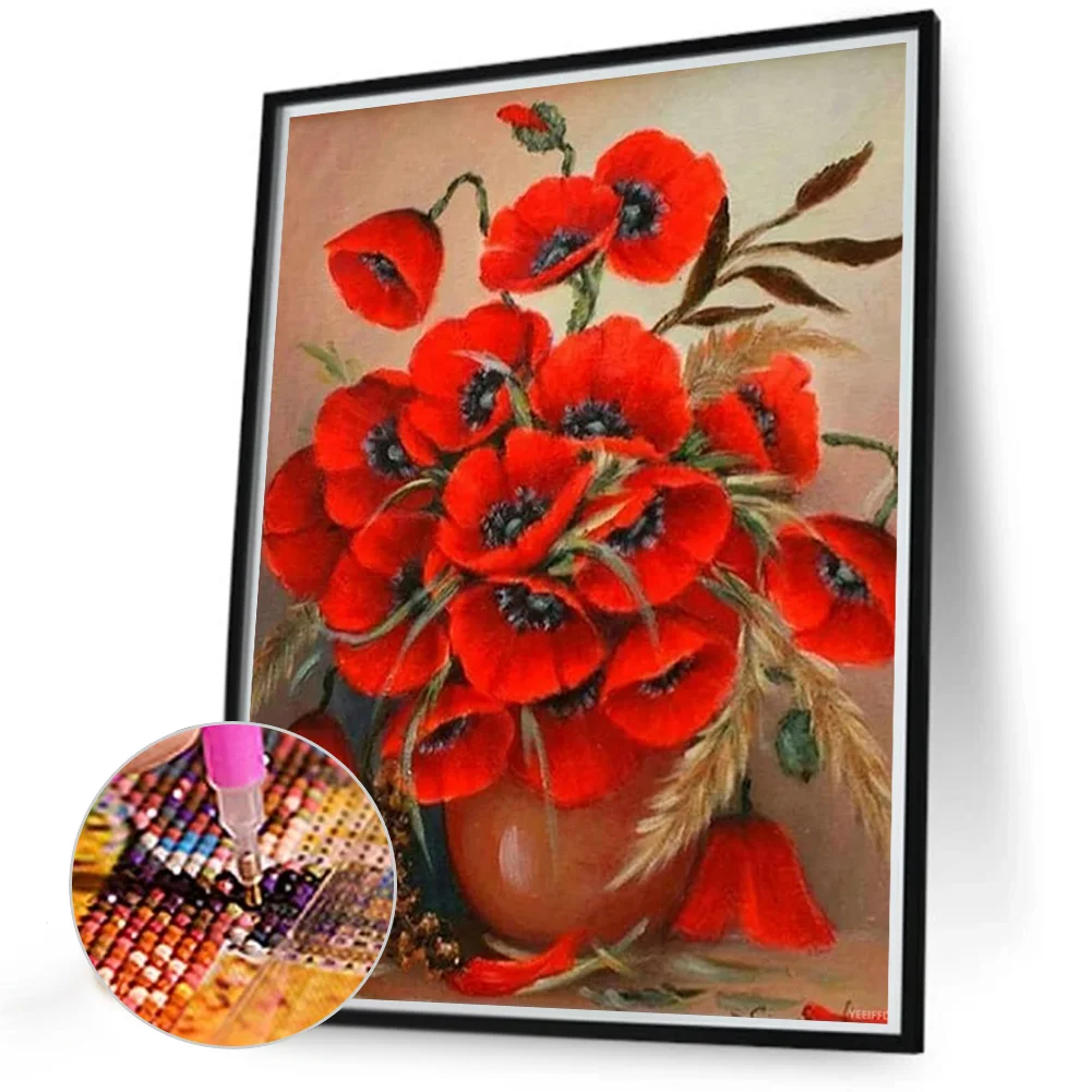 2pcs Diamond Painting - Full Round Drill - Poppy(Canvas|30*40cm)