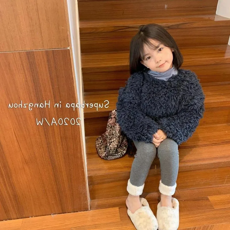 Dazzling Winter Spring Autumn Sweater Warm Kids Girl High Neck Plus Velvet Lamb Wool Thicken Outfits Baby Toddler Children