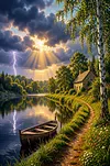 Luxury AB Velvet Diamond Painting Kit - Landscape