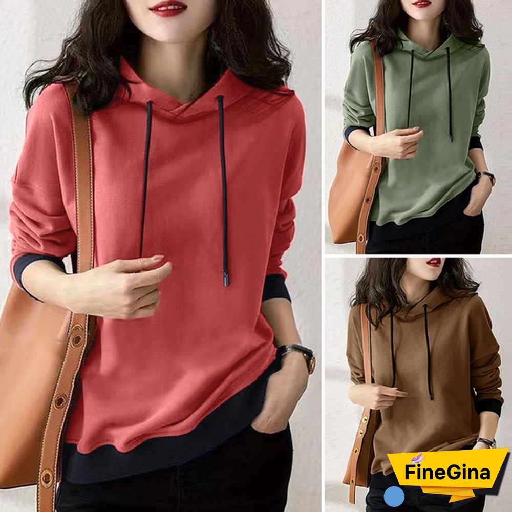 Zanzea Korean Fashion Solid Loose Hooded Sweatshirts Sports Sweatshirt Pullovers Women Casual Hoodies