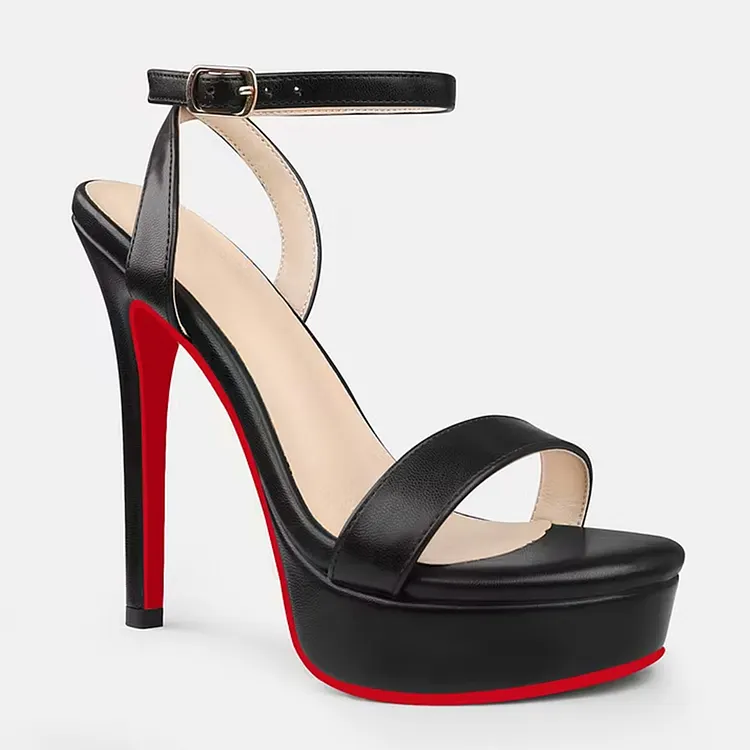 130mm Open Toe Platform Ankle Strap High Heel Matte Sandals Red Soles Vocosi VOCOSI