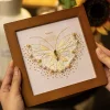 3D DIY Bead Embroidery Butterfly Home Decor Gift Tabletop Display Frame Kit(Include Embroidery Hoop)
