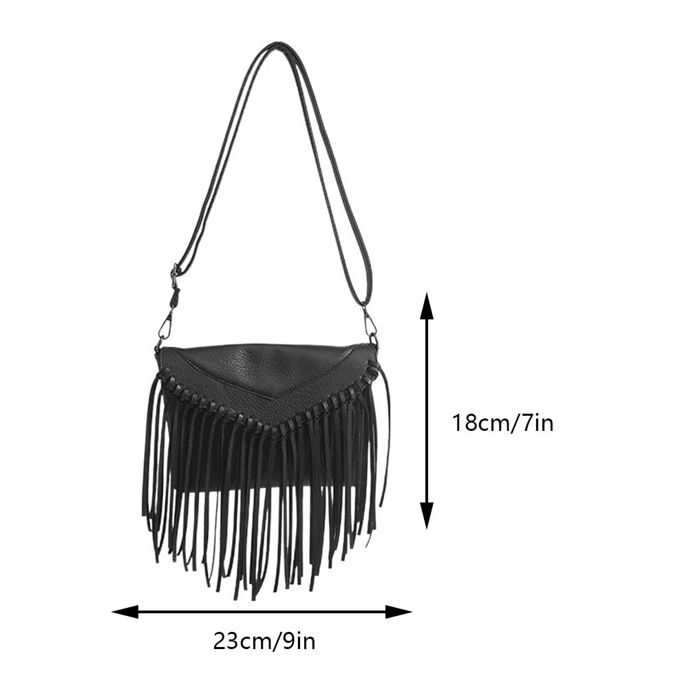 Sxswairline Women Western Hobo Handbag Adjustable Strap Leather Shoulder Bag Versatile Fringe Envelope Purse Girl Stylish Purse