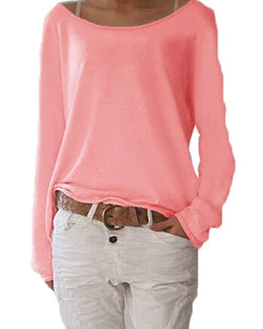 Brownm Beautiful Versatile Solid Color Knit Blouses