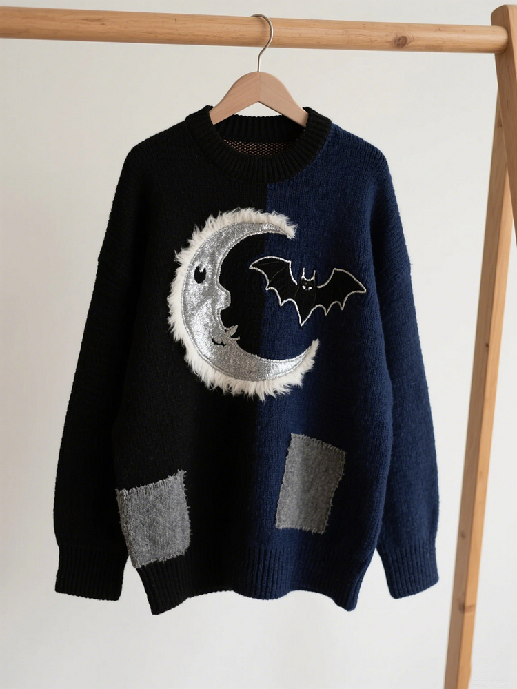 Halloween Contrast Patch Comfort Knitted Sweater