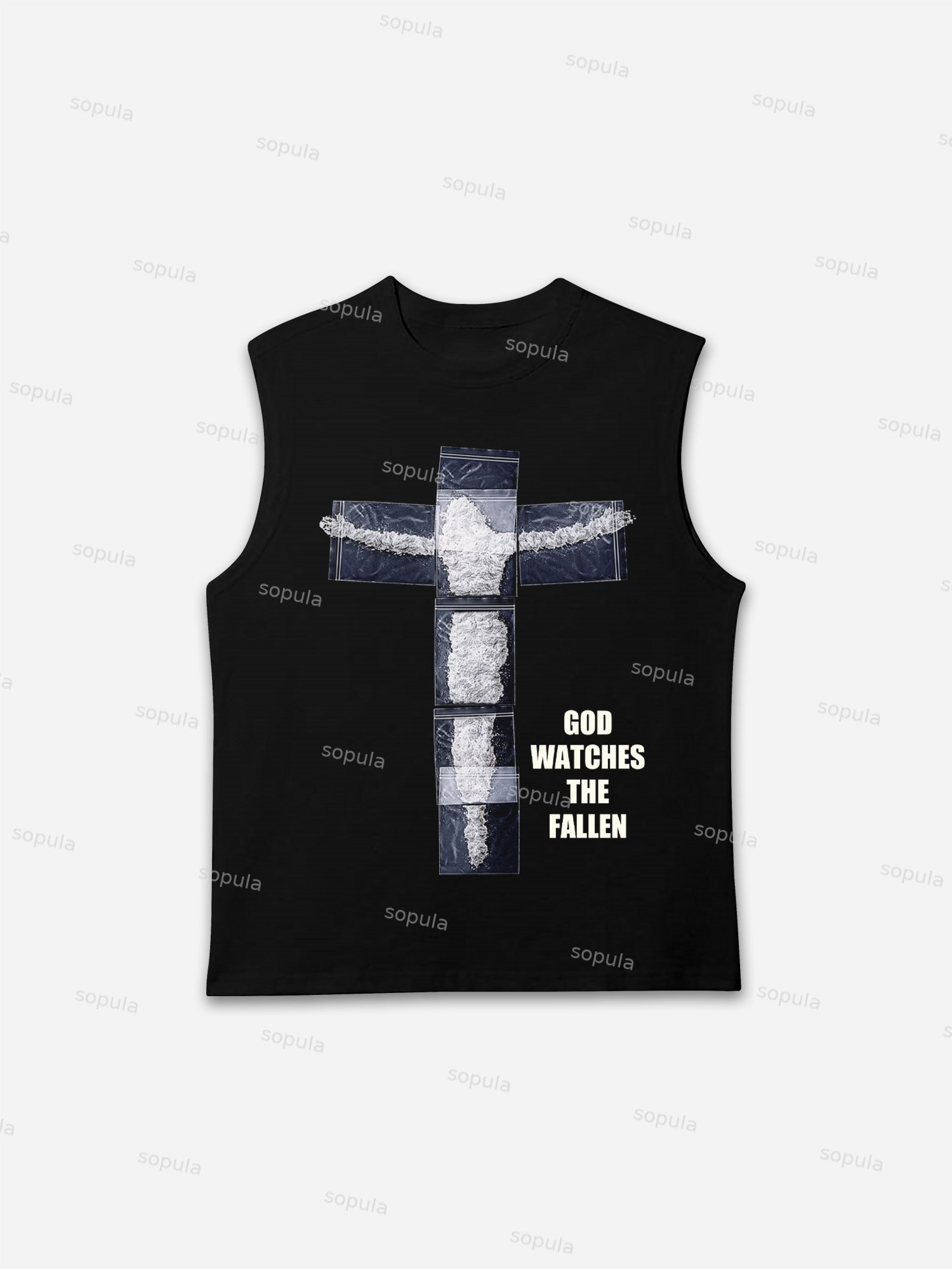 God Watches The Fallen Graphic Tank Top - SOPULA
