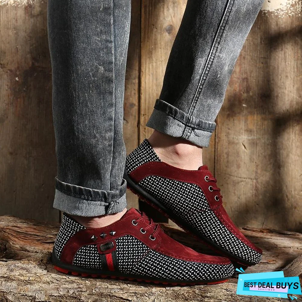 Men's Classic Lace Up Loafers Shoes Breathable Moccasins Shoes