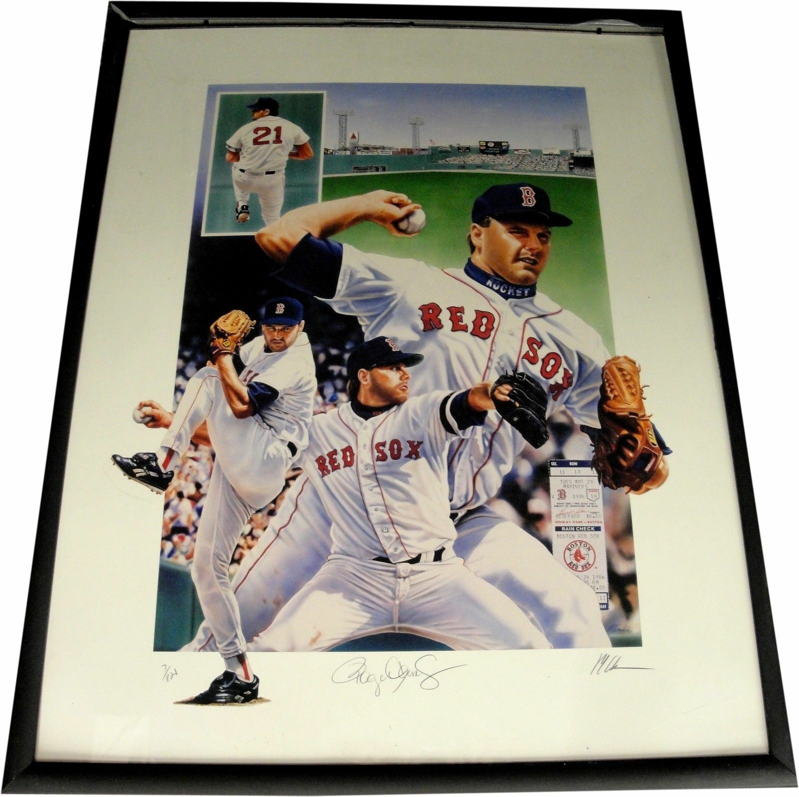 Roger Clemens Hand Signed Auto Framed 12x18 Photo Poster paintinggraph Yankees 12/21 (His #)