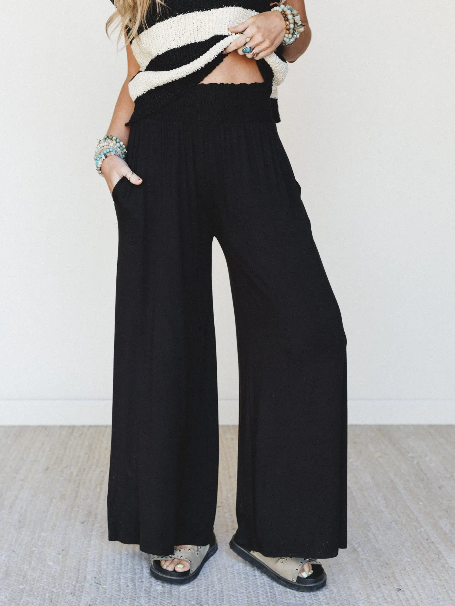Comfort Above Wide Leg Pants - Black