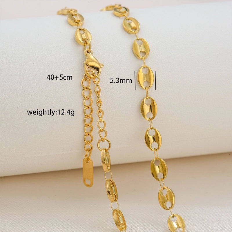 Basic Minimalist Solid Color 304 Stainless Steel 18K Gold Plated Necklace