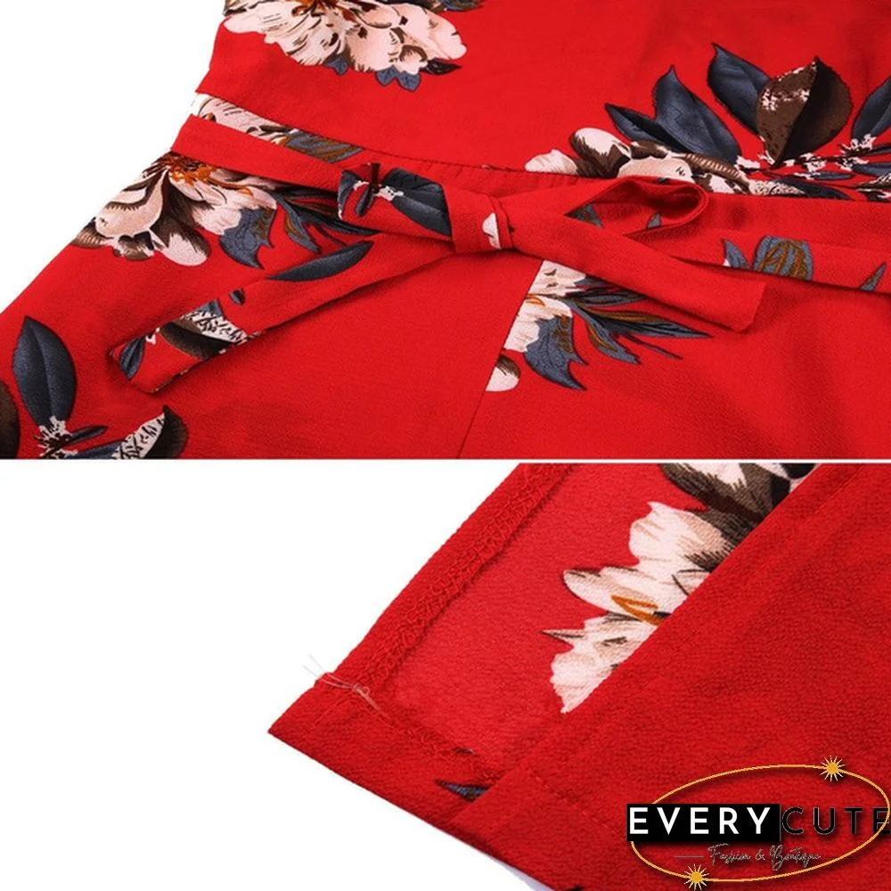 Deep V Neck Casual Jumpsuits Rompers Floral Jumpsuits for Women Sleeveless pantalon femme