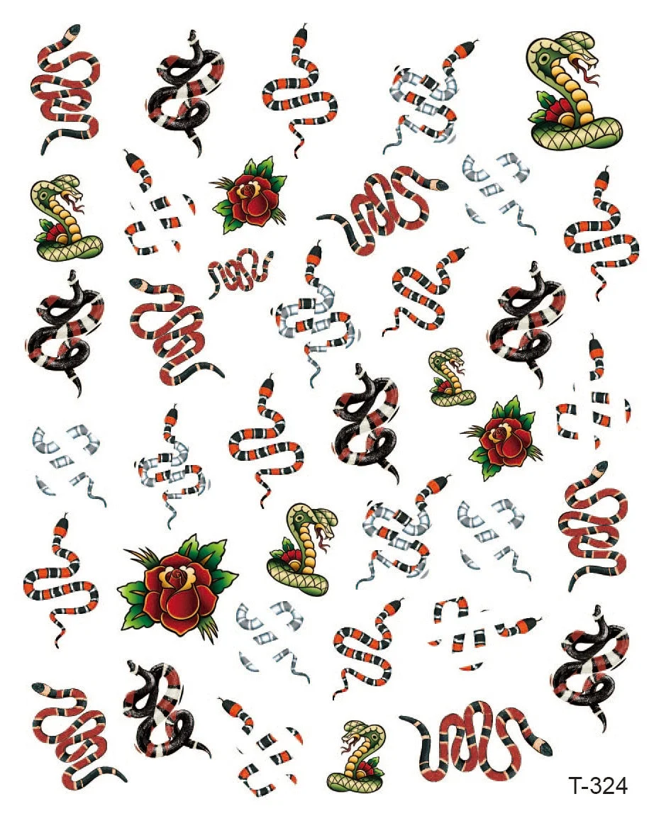 3D Nail Stickers Snake Dragons Design Adhesive Water Transfer Stickers DIY Nail Art Decoration Manicure Salon Acrylic Tips Tool-Nail Inspo