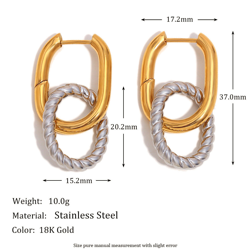 Hot Selling Personality Geometric Irregular Simple Versatile Earrings Stainless Steel Plated 18K Gold Twist U-Shaped Earrings For Women2