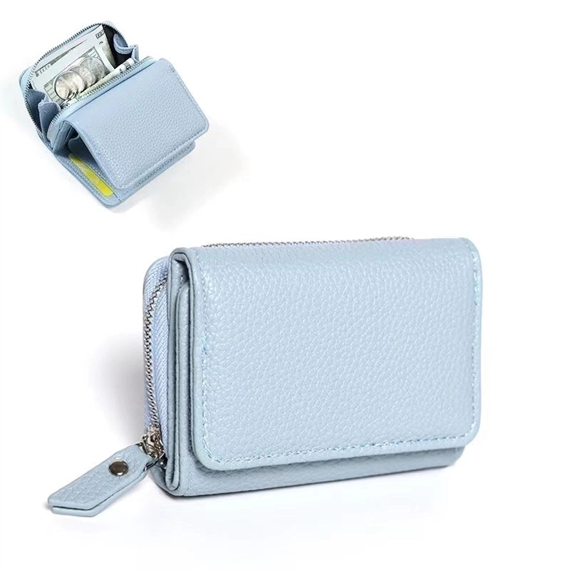 Women’s Solid Color Pu Leather Zipper Wallets