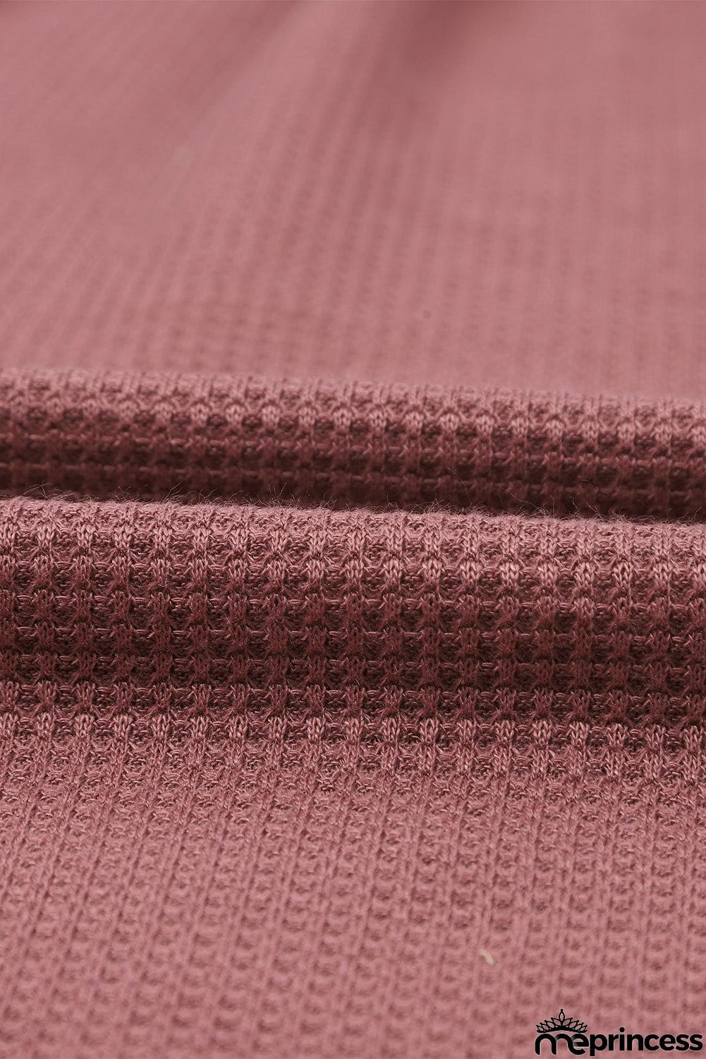 Scoop Neck Puff Sleeve Waffle Knit Top